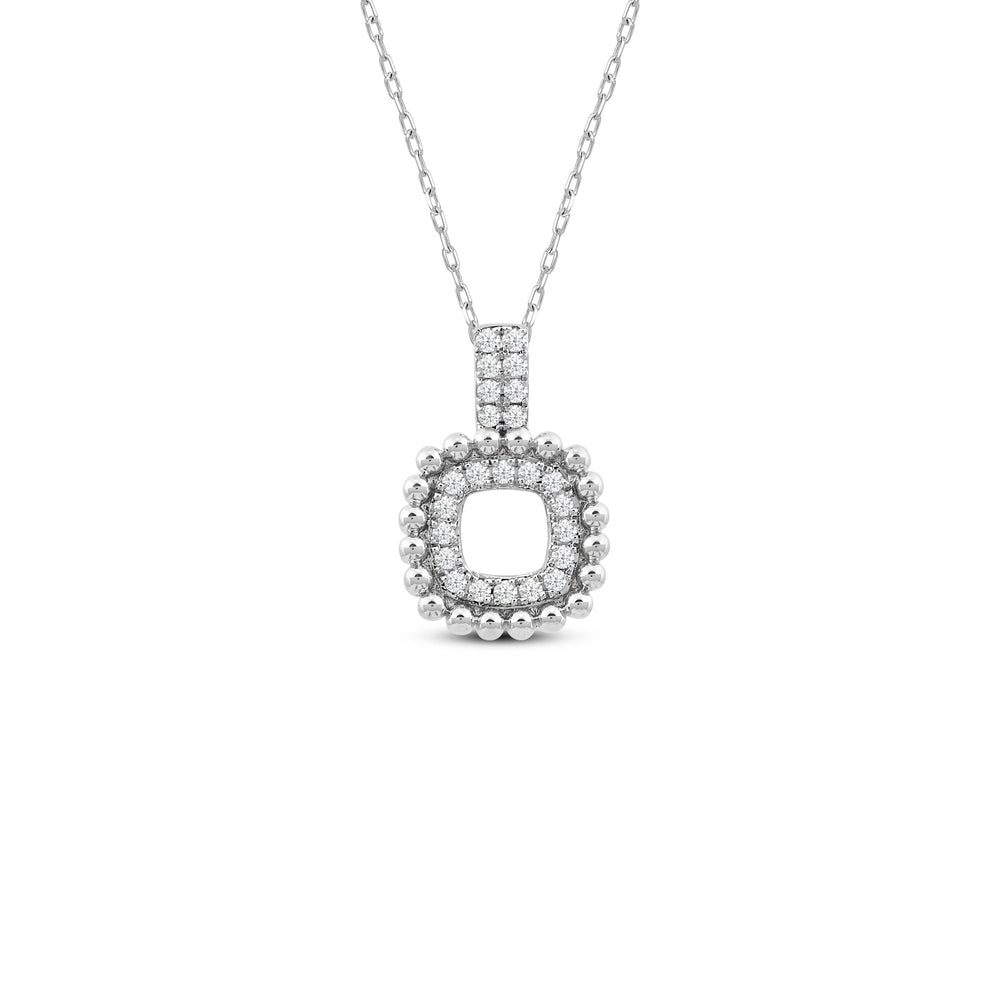 Beads and Diamonds Cushion Fashion Pendant with 14KT White Gold / Lab / 1/4 Cut Diamond in 14KT White Gold / Lab / 1/4 view 1
