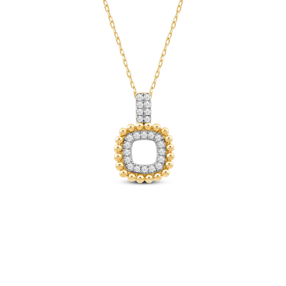 Beads and Diamonds Cushion Fashion Pendant with 14KT Yellow Gold / Lab / 1/4 Cut Diamond in 14KT Yellow Gold / Lab / 1/4 view 1
