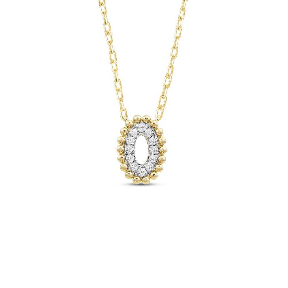 Oval Shape Beads and Pave Diamond Necklace with 14KT Yellow Gold / Lab / 1/10 Cut Diamond in 14KT Yellow Gold / Lab / 1/10 view 1
