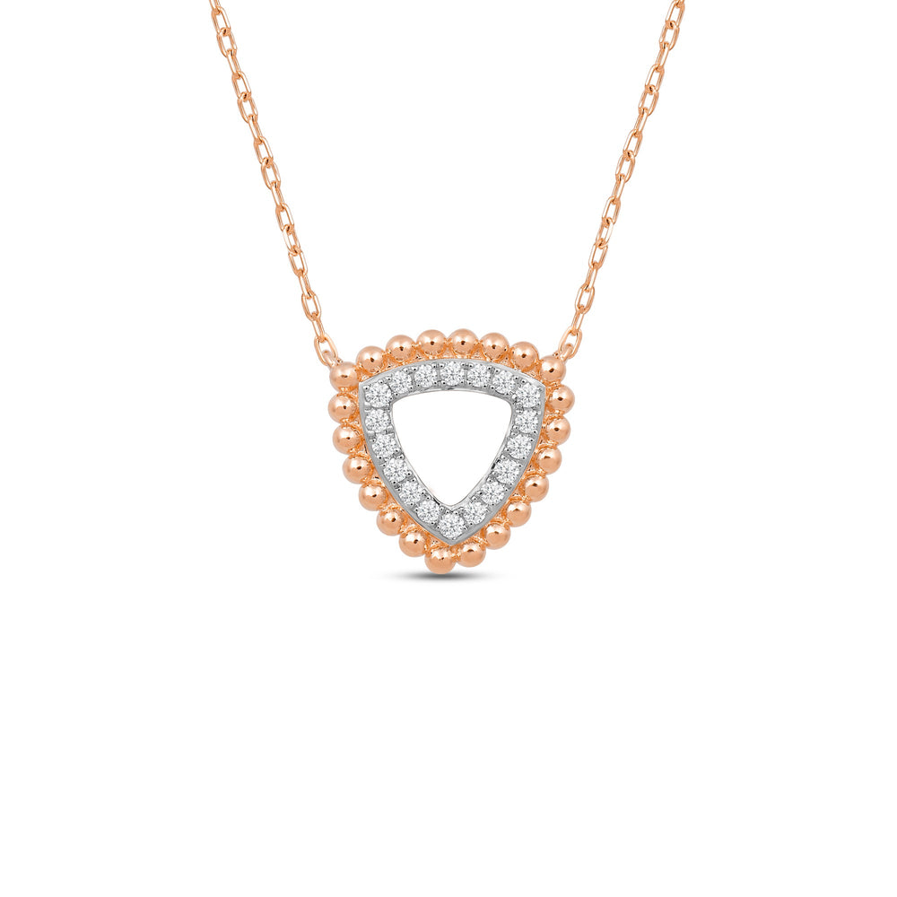 Triangle Shape Beads and Pave Diamond Necklace with 14KT Rose Gold / Lab / 1/6 Cut Diamond in 14KT Rose Gold / Lab / 1/6 view 1

