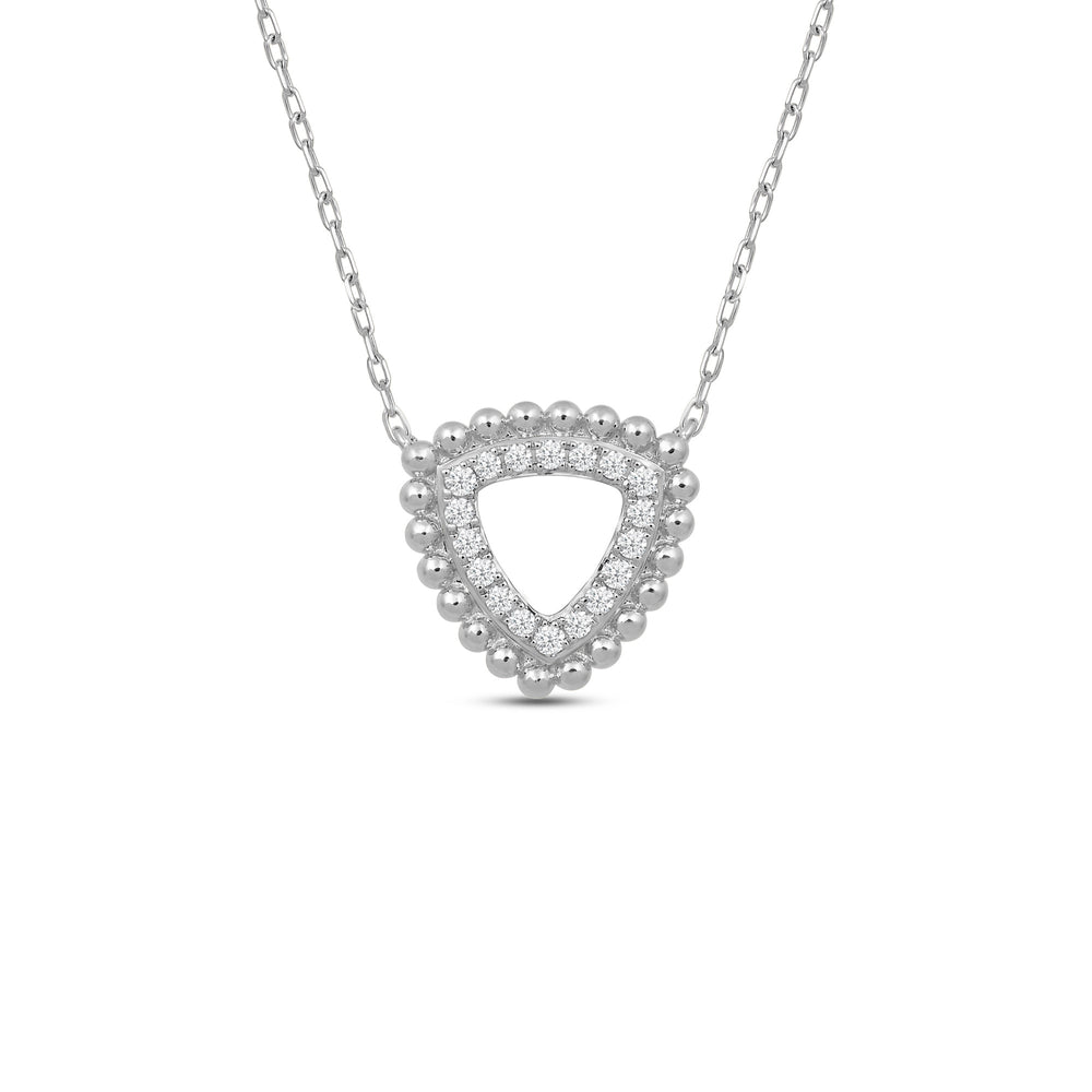 Triangle Shape Beads and Pave Diamond Necklace with 14KT White Gold / Lab / 1/6 Cut Diamond in 14KT White Gold / Lab / 1/6 view 1
