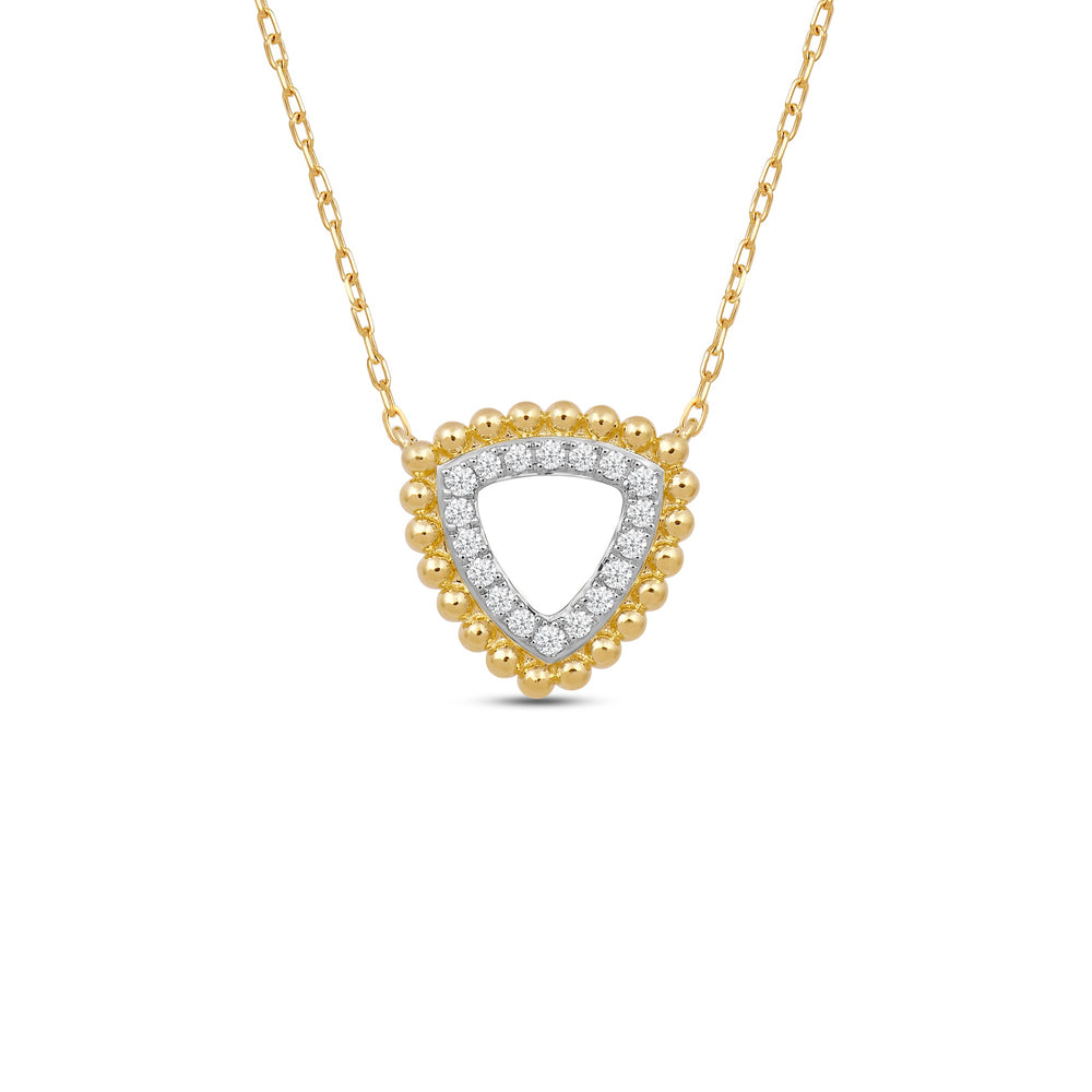 Triangle Shape Beads and Pave Diamond Necklace with 14KT Yellow Gold / Lab / 1/6 Cut Diamond in 14KT Yellow Gold / Lab / 1/6 view 1

