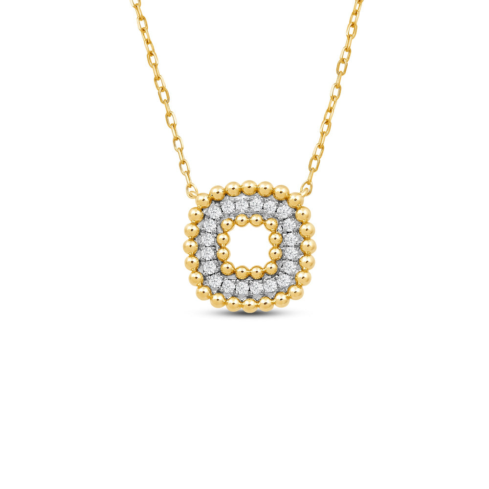 Cushion Shape Beads and Pave Diamond Necklace with 14KT Yellow Gold / Lab / 1/5 Cut Diamond in 14KT Yellow Gold / Lab / 1/5 view 1
