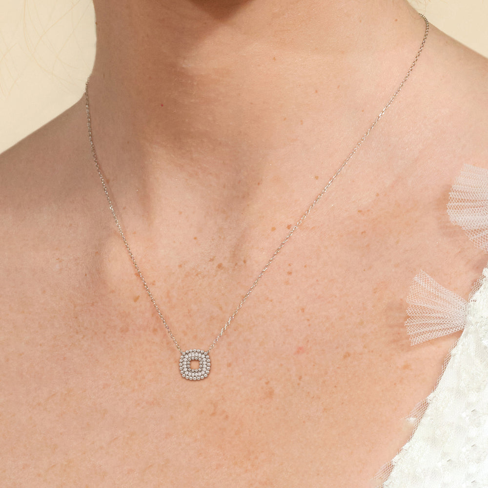 Cushion Shape Beads and Pave Diamond Necklace with 14KT Yellow Gold / Lab / 1/5 Cut Diamond in 14KT Yellow Gold / Lab / 1/5 view 2
