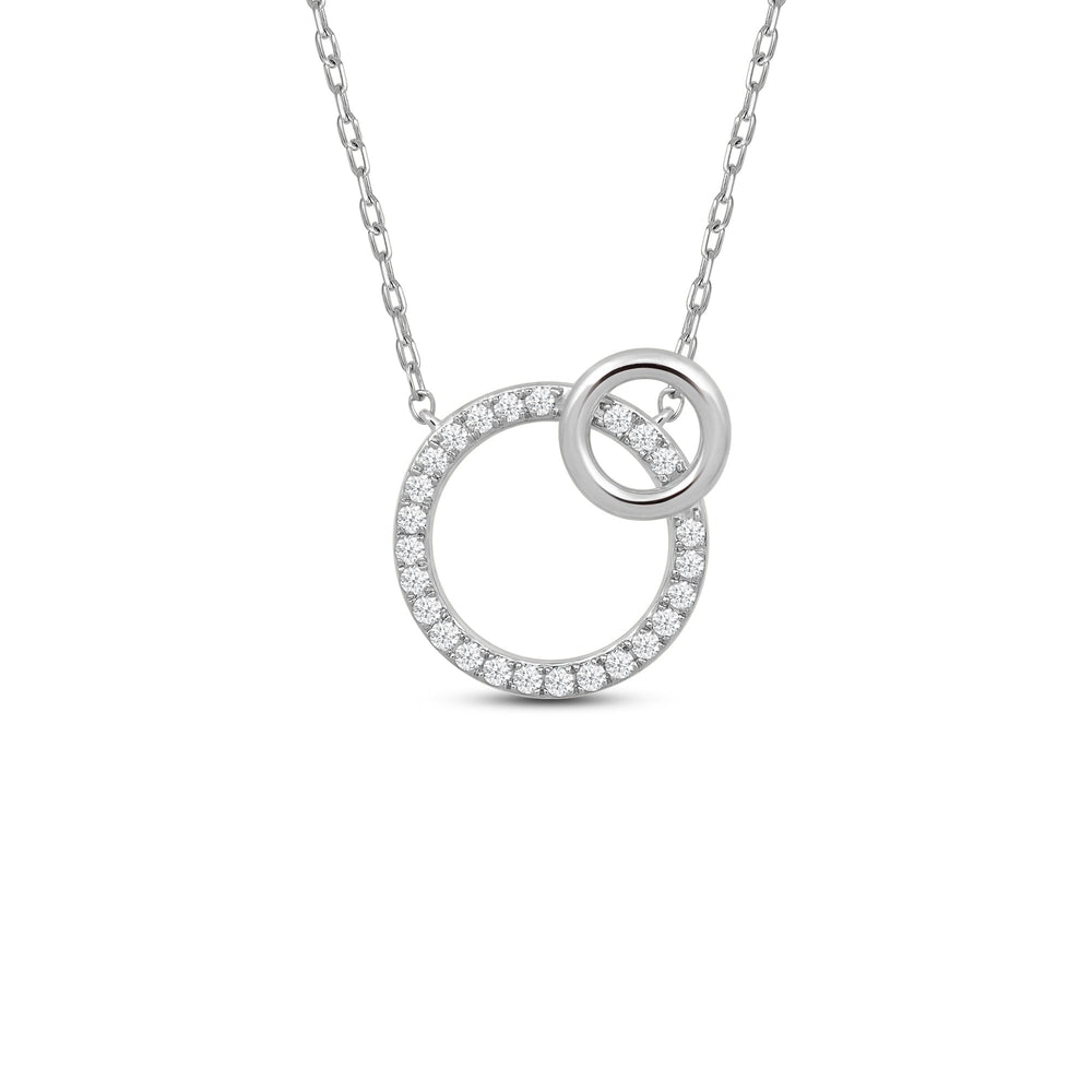 Twin Circle Pendant with 14KT White Gold / Lab / 1/4 Cut Diamond in 14KT White Gold / Lab / 1/4 view 1
