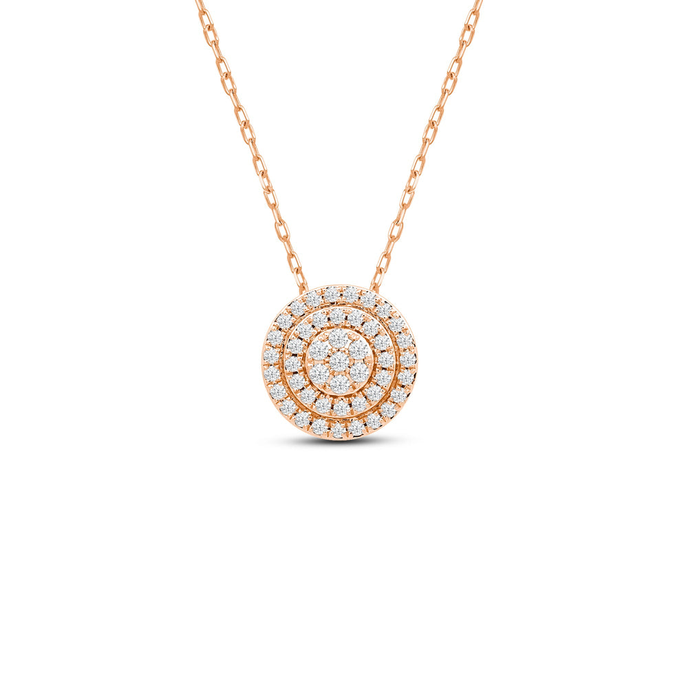 Double Halo Cluster Pendant with 14KT Rose Gold / Lab / 1/2 Cut Diamond in 14KT Rose Gold / Lab / 1/2 view 1
