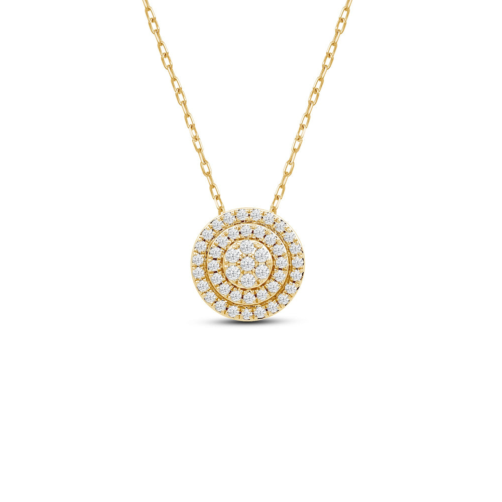 Double Halo Cluster Pendant with 14KT Yellow Gold / Lab / 1/2 Cut Diamond in 14KT Yellow Gold / Lab / 1/2 view 1
