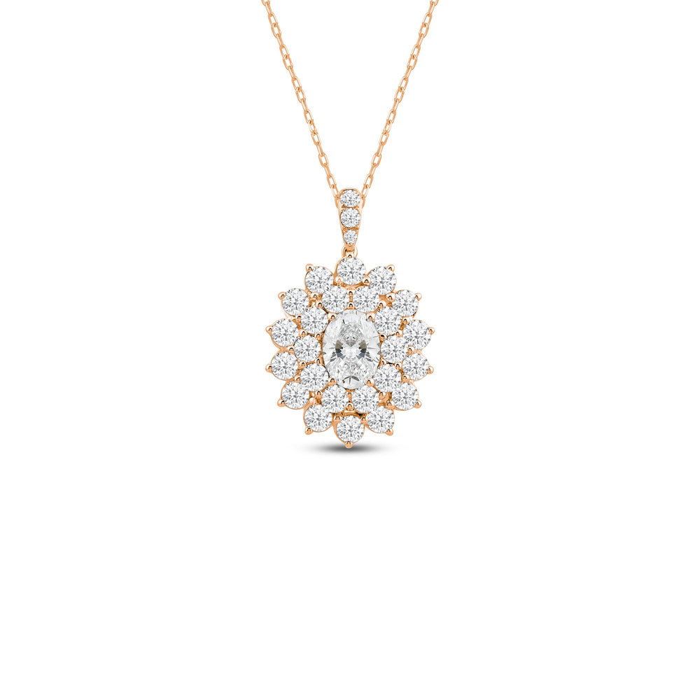 Flower Cluster Diamond Pendant with 14KT Rose Gold / Lab / 3 1/8 Cut Diamond in 14KT Rose Gold / Lab / 3 1/8 view 1
