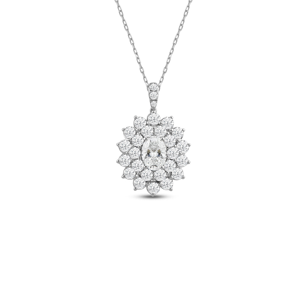 Flower Cluster Diamond Pendant with 14KT White Gold / Lab / 3 1/8 Cut Diamond in 14KT White Gold / Lab / 3 1/8 view 1
