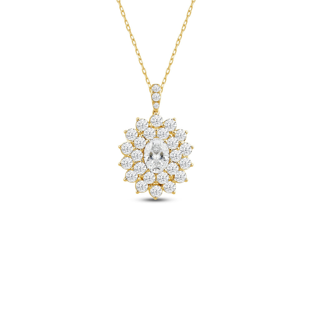 Flower Cluster Diamond Pendant with 14KT Yellow Gold / Lab / 3 1/8 Cut Diamond in 14KT Yellow Gold / Lab / 3 1/8 view 1
