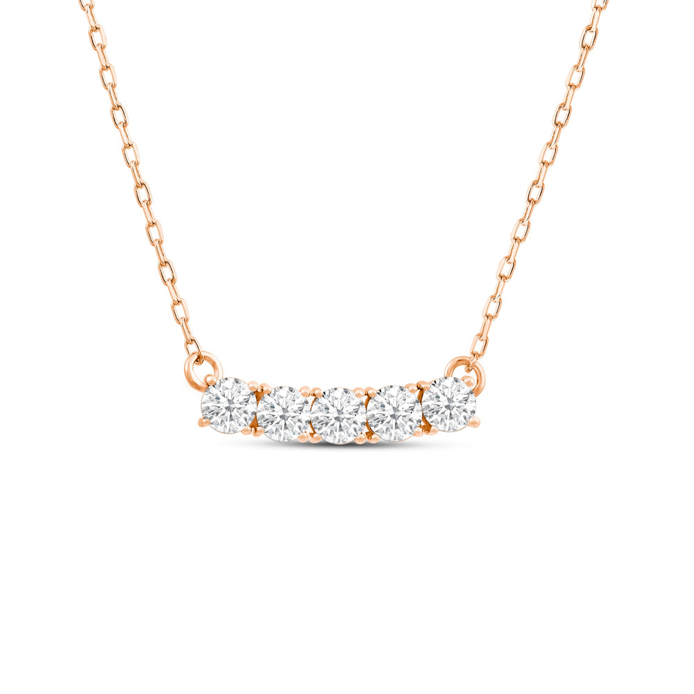 Dainty Five Stone Diamond Necklace with 14KT Rose Gold / Lab / 5/8 Cut Diamond in 14KT Rose Gold / Lab / 5/8 view 1
