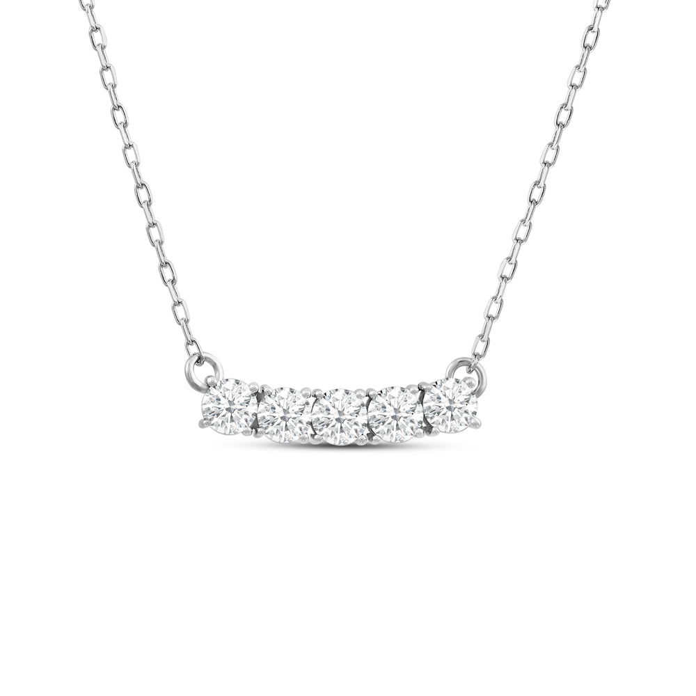 Dainty Five Stone Diamond Necklace with 14KT White Gold / Lab / 5/8 Cut Diamond in 14KT White Gold / Lab / 5/8 view 1
