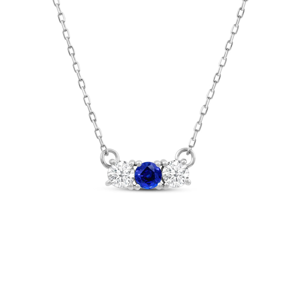 Sapphire And Diamond Stardust Cluster NecklaceTest Drashya with 14KT White Gold Cut Diamond in 14KT White Gold view 2
