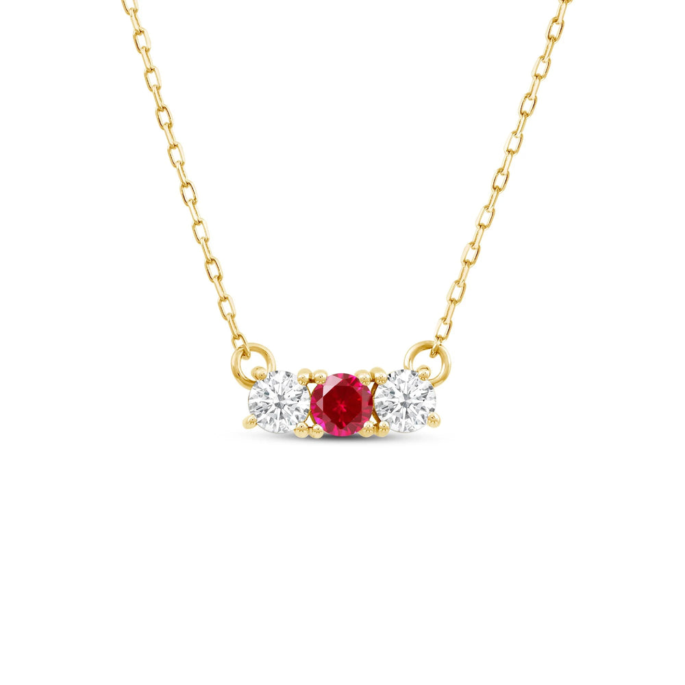 Ruby And Diamond Dainty Three Stone NecklaceTest Drashya with 14KT Yellow Gold Cut Diamond in 14KT Yellow Gold view 2
