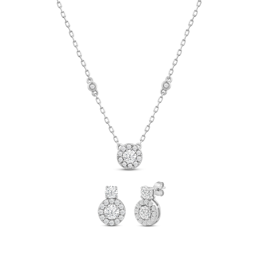 The Halo Set with 14KT White Gold / Lab / 7/8 Cut Diamond in 14KT White Gold / Lab / 7/8 view 1
