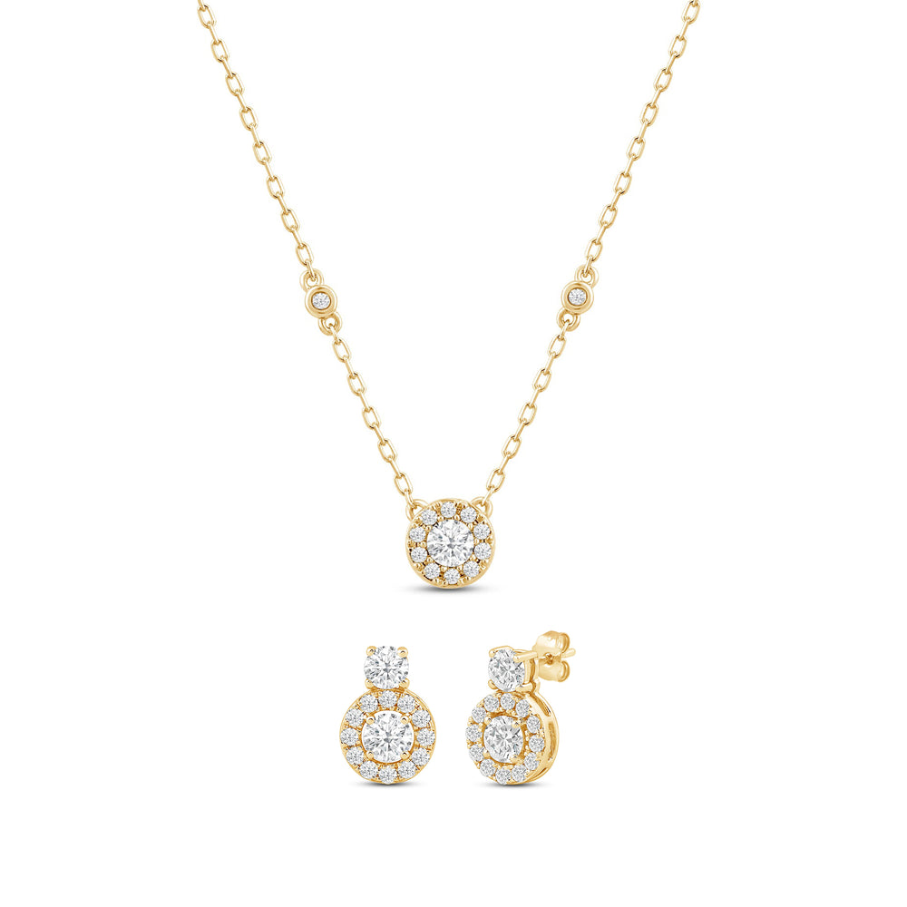 The Halo Set with 14KT Yellow Gold / Lab / 7/8 Cut Diamond in 14KT Yellow Gold / Lab / 7/8 view 1
