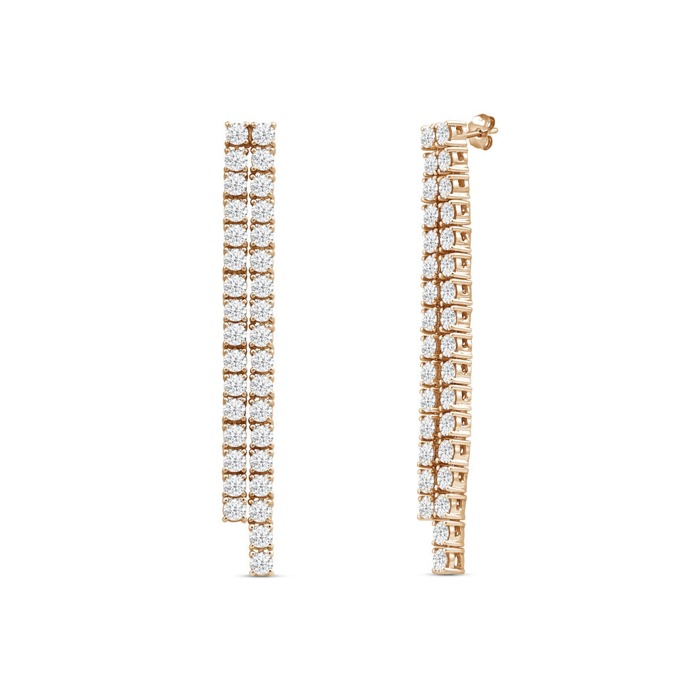 Waterfall Classic Diamond Fashion Earrings with 14KT Rose Gold / Lab / 3 1/3 Cut Diamond in 14KT Rose Gold / Lab / 3 1/3 view 1
