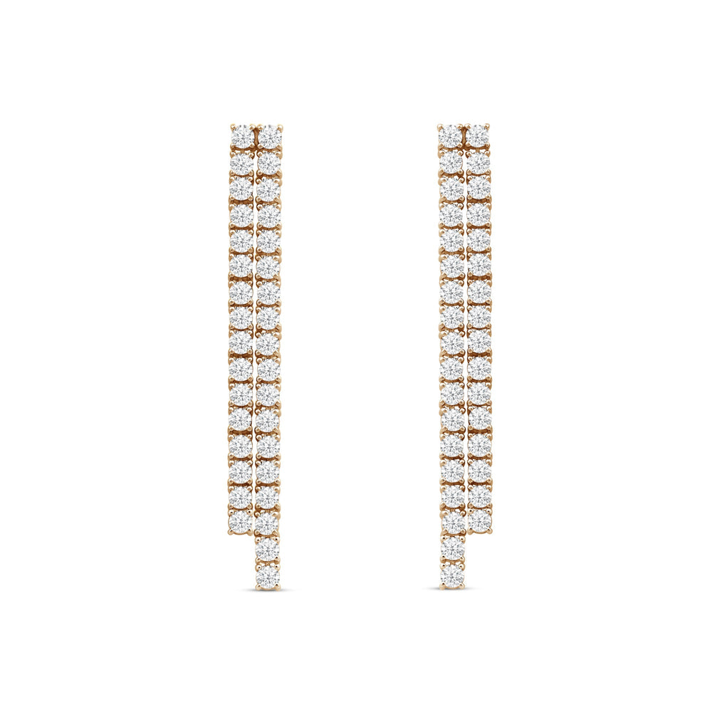 Waterfall Classic Diamond Fashion Earrings with 14KT Rose Gold / Lab / 3 1/3 Cut Diamond in 14KT Rose Gold / Lab / 3 1/3 view 2
