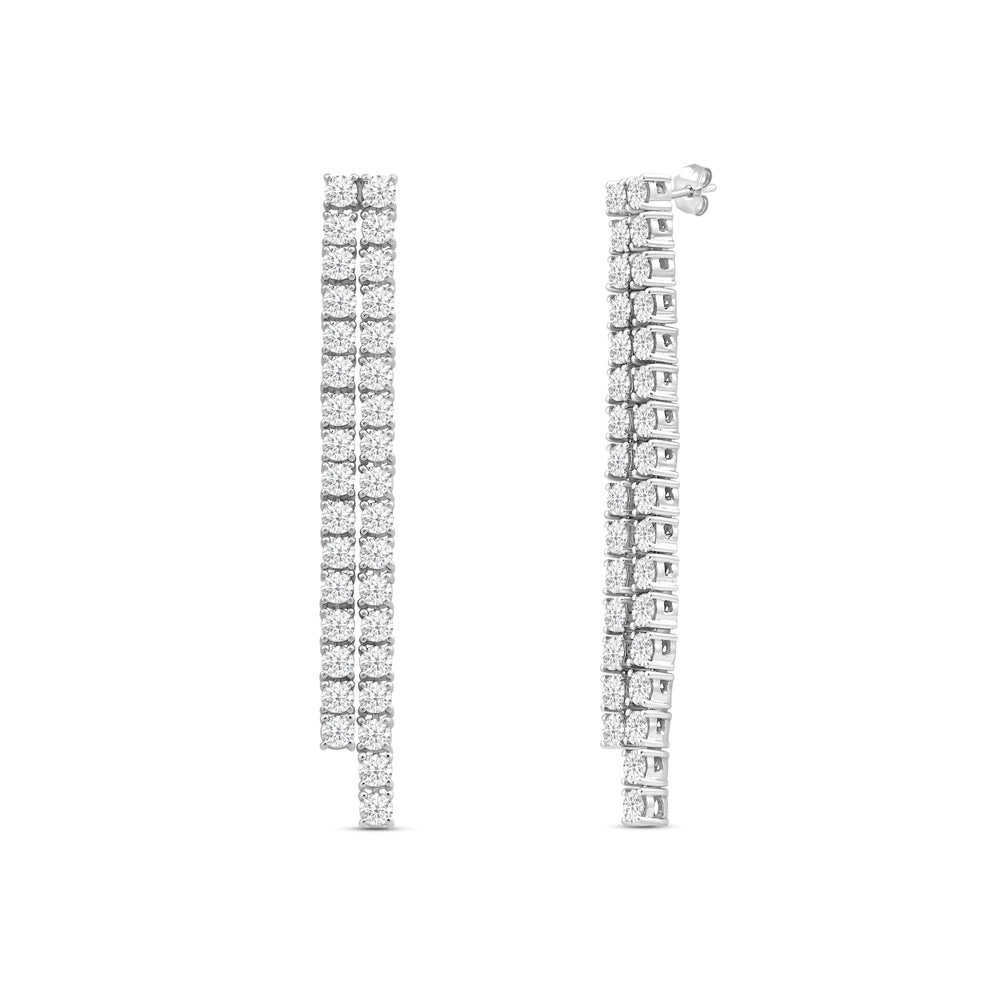 Waterfall Classic Diamond Fashion Earrings with 14KT White Gold / Lab / 3 1/3 Cut Diamond in 14KT White Gold / Lab / 3 1/3 view 1
