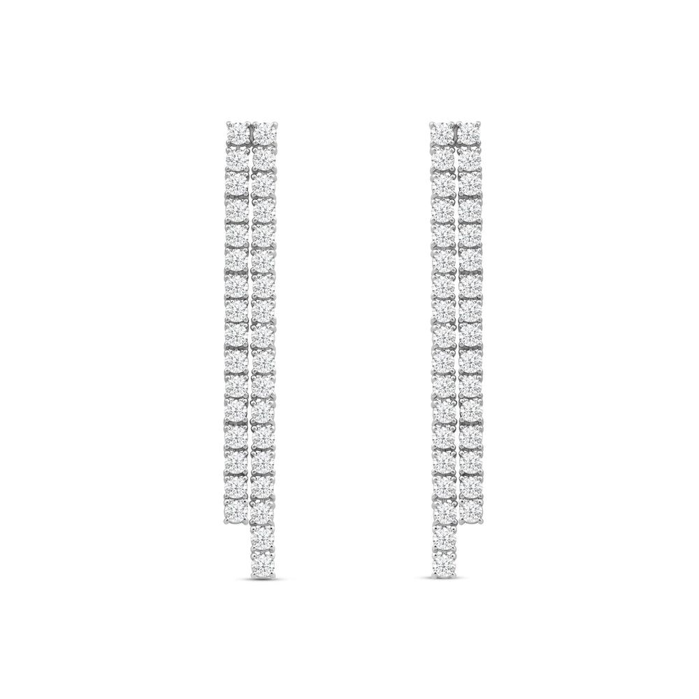 Waterfall Classic Diamond Fashion Earrings with 14KT White Gold / Lab / 3 1/3 Cut Diamond in 14KT White Gold / Lab / 3 1/3 view 2
