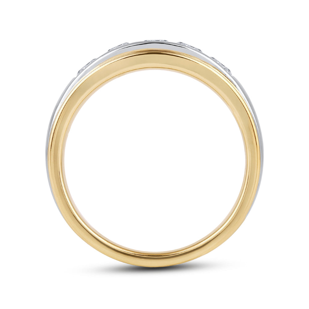 Two-Tone Channel Set 5 Stone Diamond Ring with 18KT Yellow Gold / Lab / 1 Cut Diamond in 14KT Yellow Gold / Lab / 1 view 4
