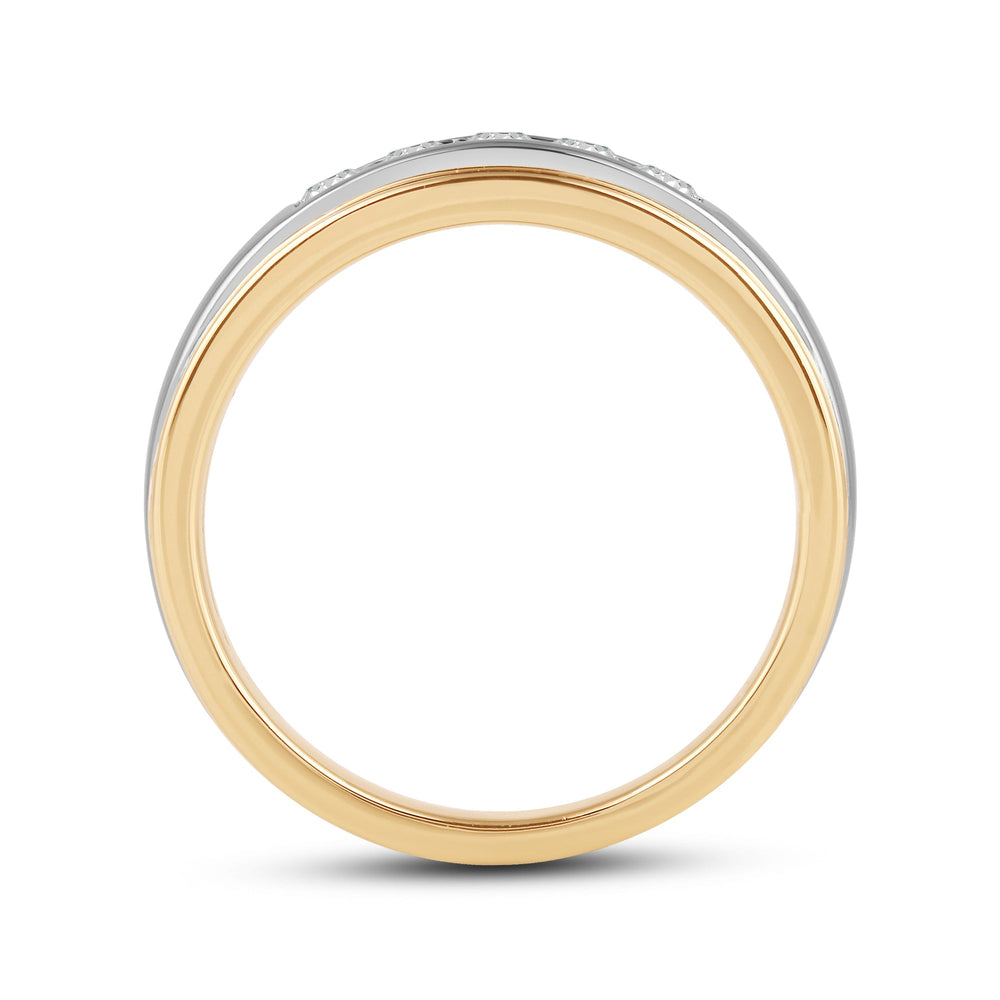 Two-Tone Channel Set 5 Stone Diamond Ring with Jan Cut Diamond in 14KT Yellow Gold / Lab / 02 view 4
