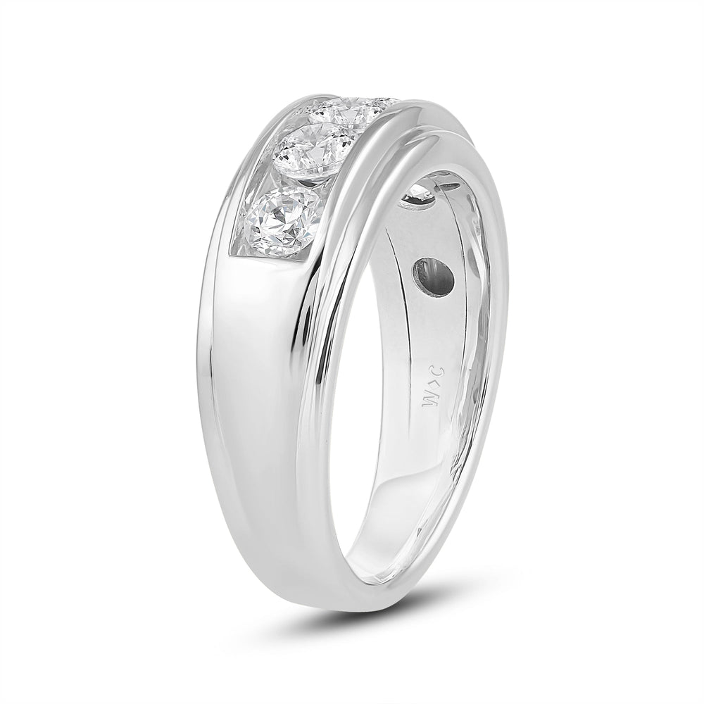 Two-Tone Channel Set 5 Stone Diamond Ring with Platinum / Lab / 1 1/2 Cut Diamond in 14KT Platinum / Lab / 1 1/2 view 3
