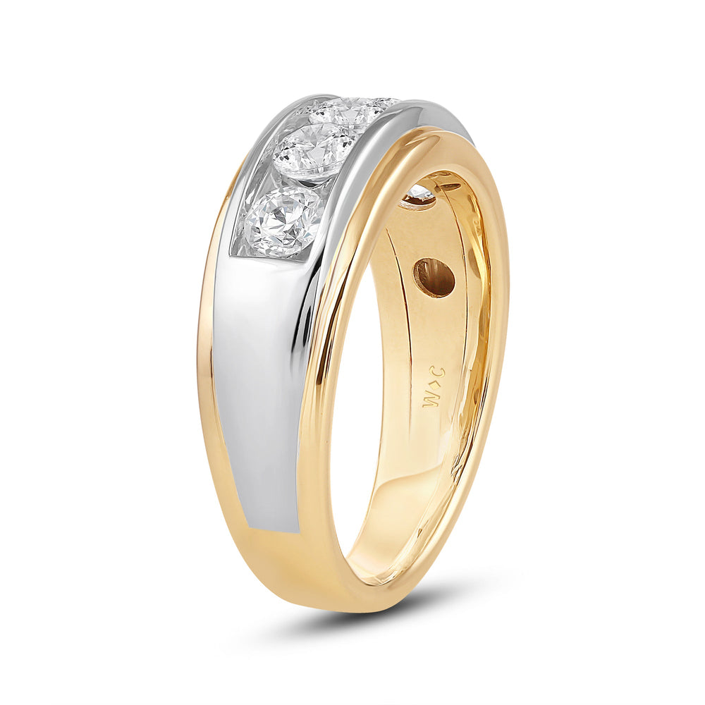 Two-Tone Channel Set 5 Stone Diamond Ring with 18KT Yellow Gold / Lab / 1 1/2 Cut Diamond in 14KT Yellow Gold / Lab / 1 1/2 view 3
