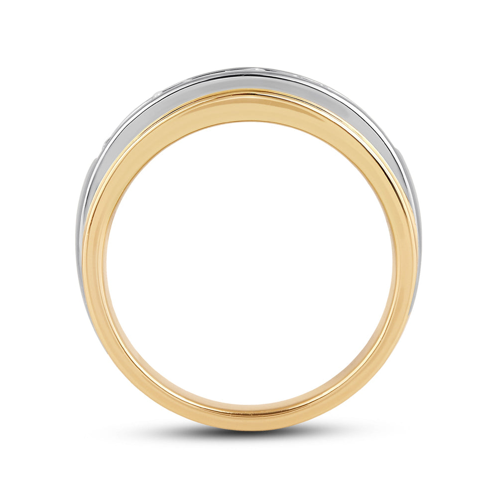 Two-Tone Channel Set 5 Stone Diamond Ring with 18KT Yellow Gold / Lab / 1 1/2 Cut Diamond in 14KT Yellow Gold / Lab / 1 1/2 view 4
