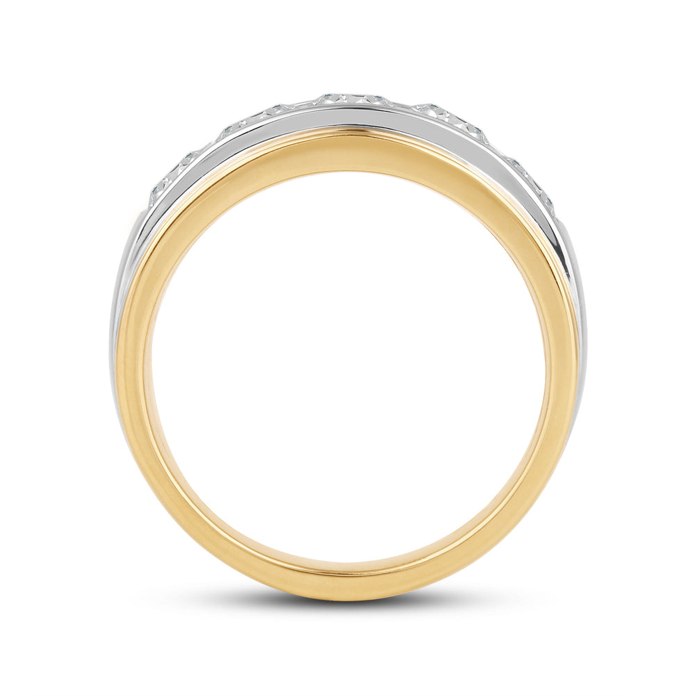 Two-Tone Channel Set 5 Stone Diamond Ring with 18KT Yellow Gold / Lab / 2 Cut Diamond in 14KT Yellow Gold / Lab / 2 view 4
