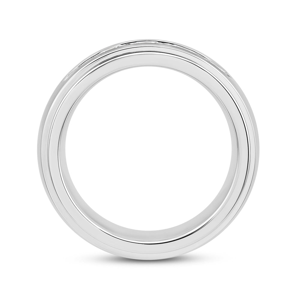 Dome Profile Five Stone Channel Set Band with 14KT White Gold / Lab / 1 1/2 Cut Diamond in 14KT White Gold / Lab / 1 1/2 view 3
