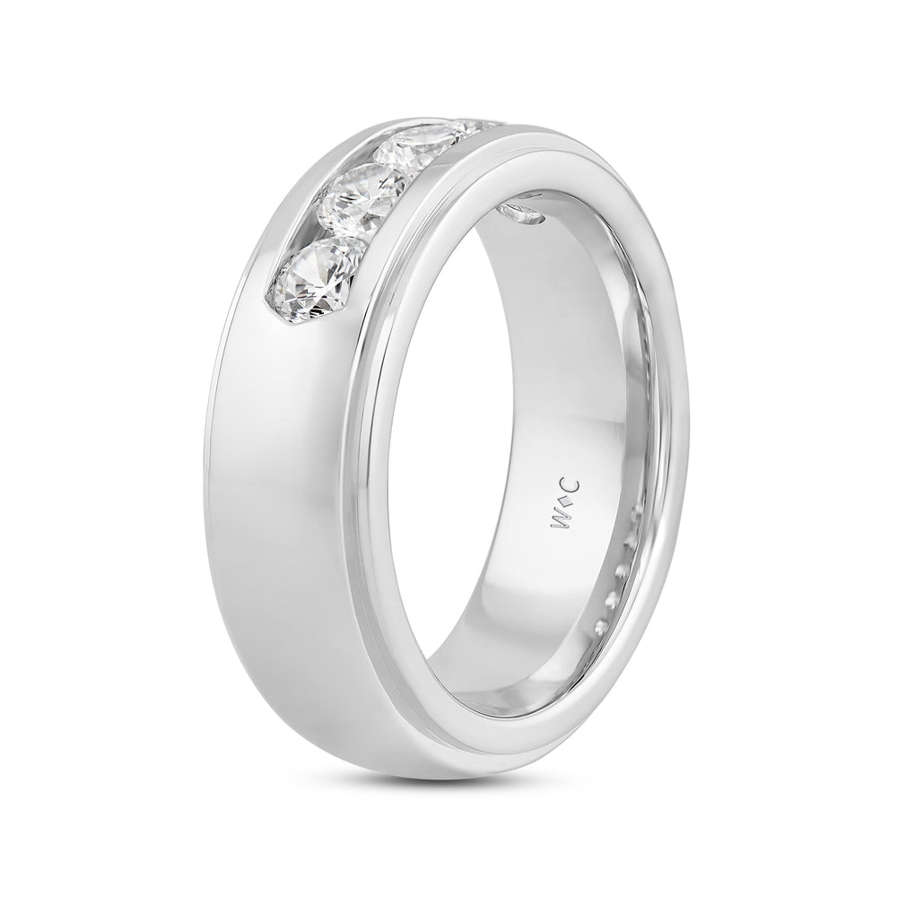 Dome Profile Five Stone Channel Set Band with 14KT White Gold / Lab / 1 1/2 Cut Diamond in 14KT White Gold / Lab / 1 1/2 view 2
