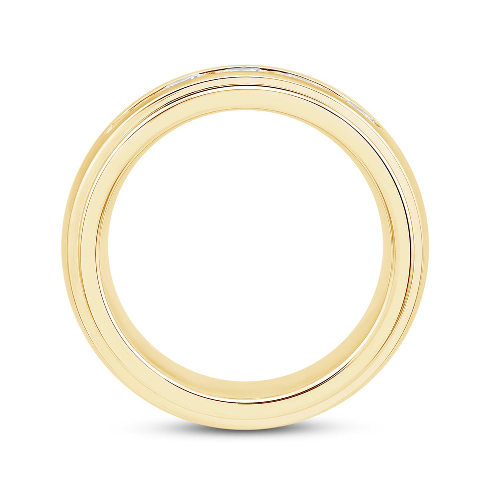 Dome Profile Five Stone Channel Set Band with 14KT Yellow Gold / Lab / 1 1/2 Cut Diamond in 14KT Yellow Gold / Lab / 1 1/2 view 3
