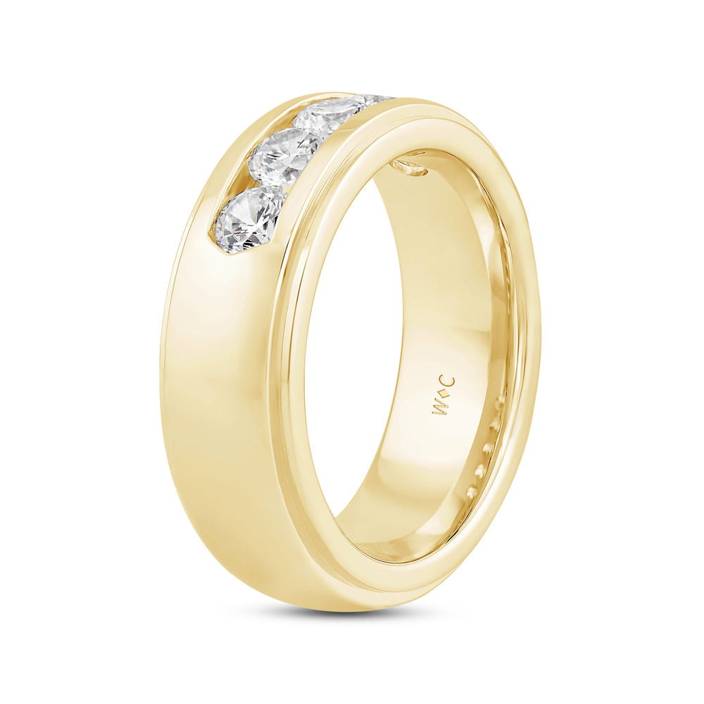 Dome Profile Five Stone Channel Set Band with 14KT Yellow Gold / Lab / 1 1/2 Cut Diamond in 14KT Yellow Gold / Lab / 1 1/2 view 2
