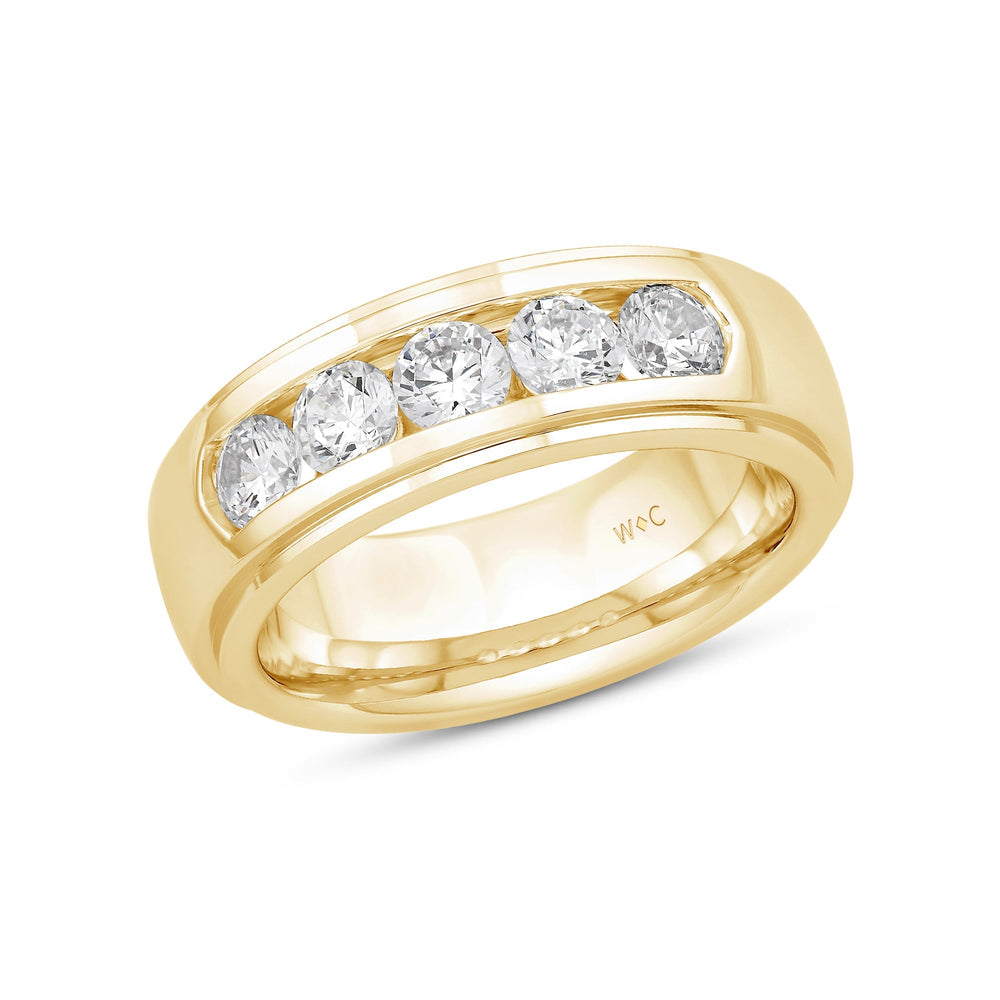 Dome Profile Five Stone Channel Set Band with 14KT Yellow Gold / Lab / 1 1/2 Cut Diamond in 14KT Yellow Gold / Lab / 1 1/2 view 4
