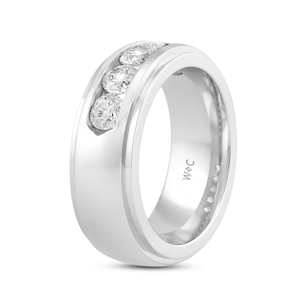 Dome Profile Five Stone Channel Set Band with 14KT White Gold / Lab / 2 Cut Diamond in 14KT White Gold / Lab / 2 view 2
