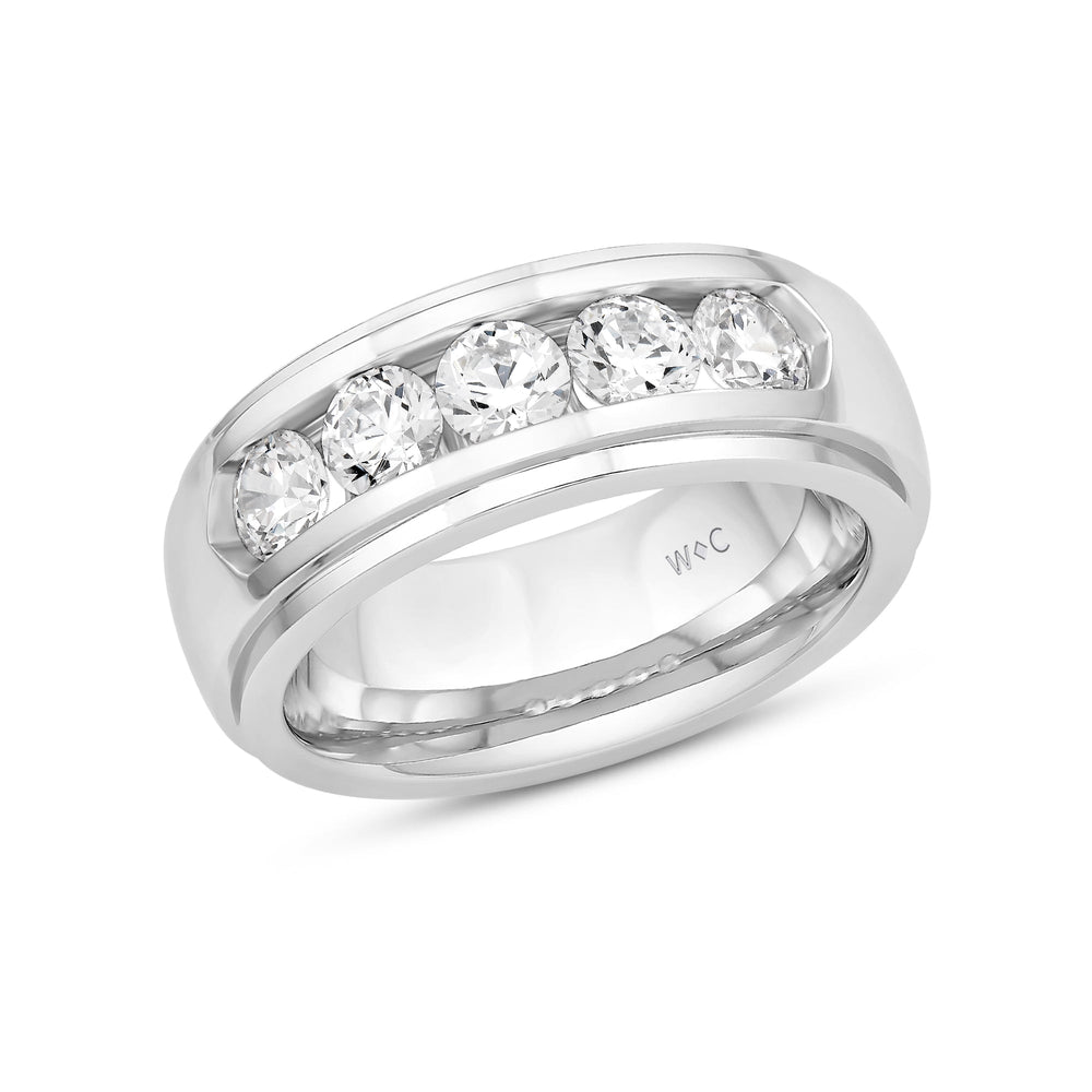 Dome Profile Five Stone Channel Set Band with 14KT White Gold / Lab / 2 Cut Diamond in 14KT White Gold / Lab / 2 view 4
