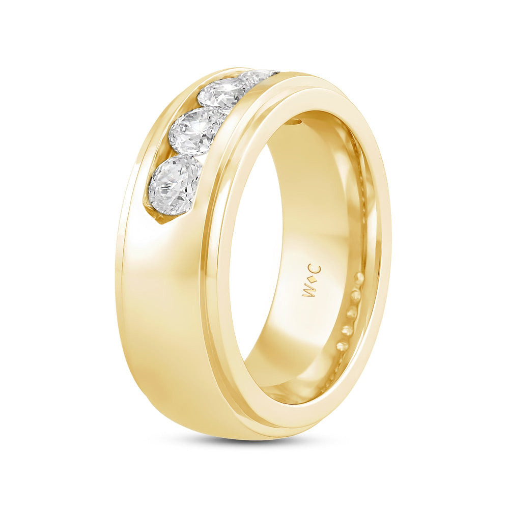 Dome Profile Five Stone Channel Set Band with 14KT Yellow Gold / Lab / 2 Cut Diamond in 14KT Yellow Gold / Lab / 2 view 2
