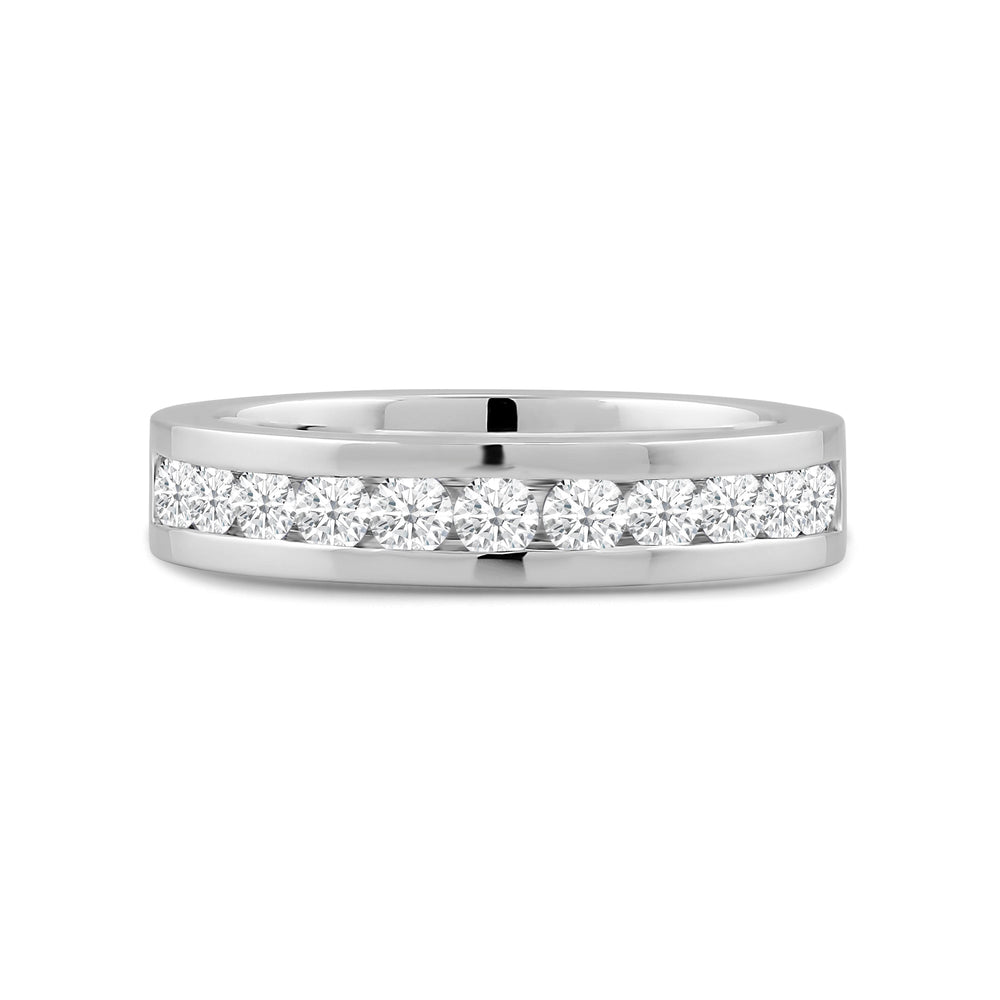 Channel Set Classic Mens Band with 14KT White Gold / Lab / 1 Cut Diamond in 14KT White Gold / Lab / 1 view 1

