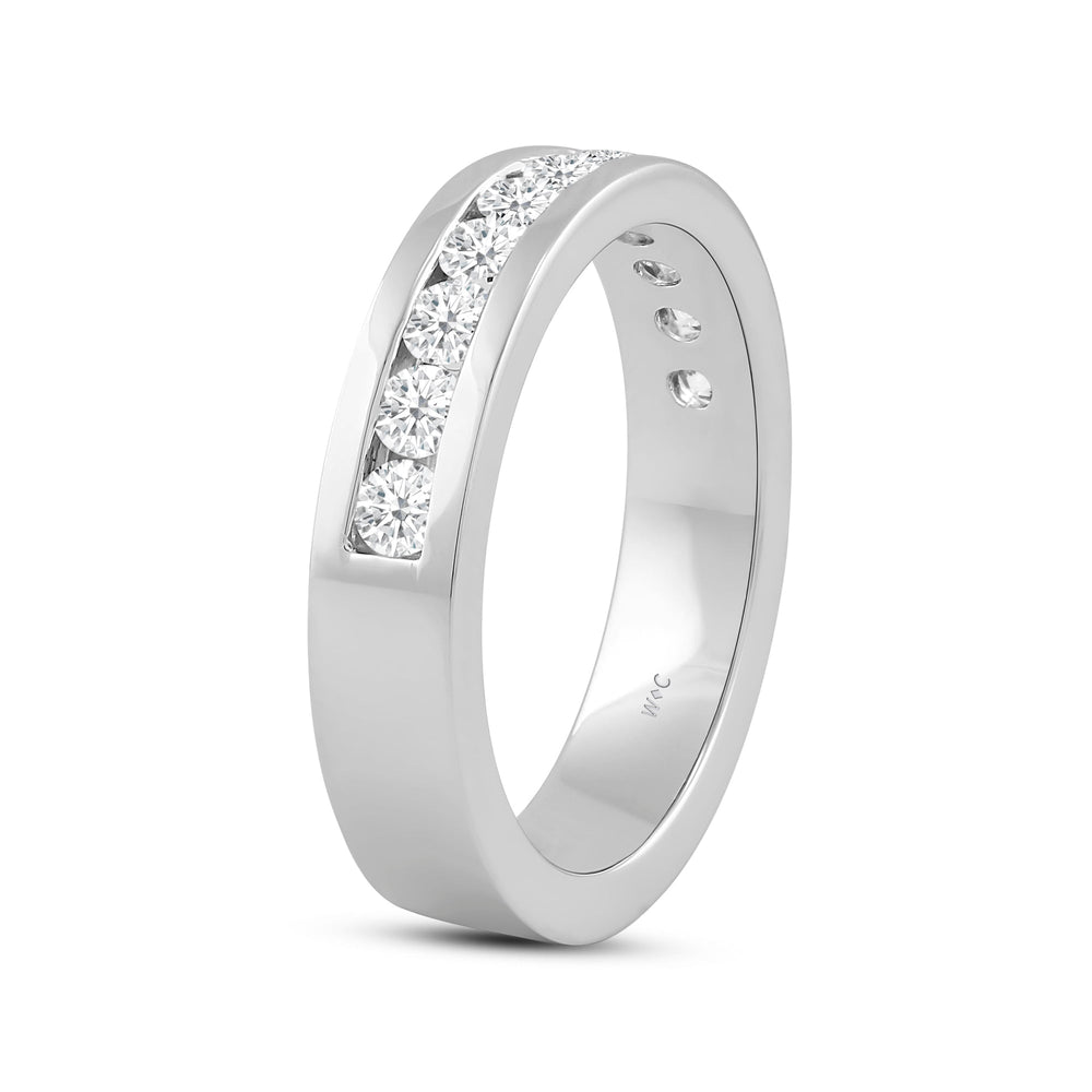 Channel Set Classic Mens Band with 14KT White Gold / Lab / 1 Cut Diamond in 14KT White Gold / Lab / 1 view 4
