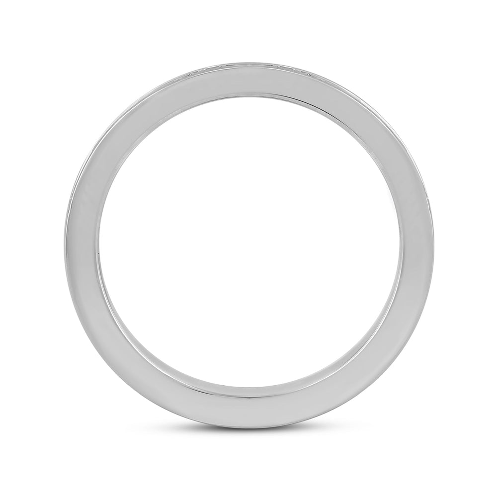 Channel Set Classic Mens Band with 14KT White Gold / Lab / 1 Cut Diamond in 14KT White Gold / Lab / 1 view 2
