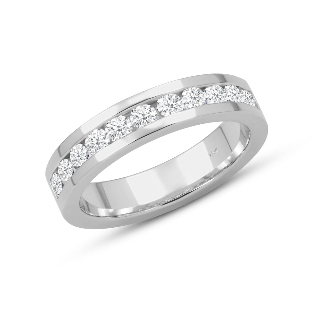Channel Set Classic Mens Band with 14KT White Gold / Lab / 1 Cut Diamond in 14KT White Gold / Lab / 1 view 3
