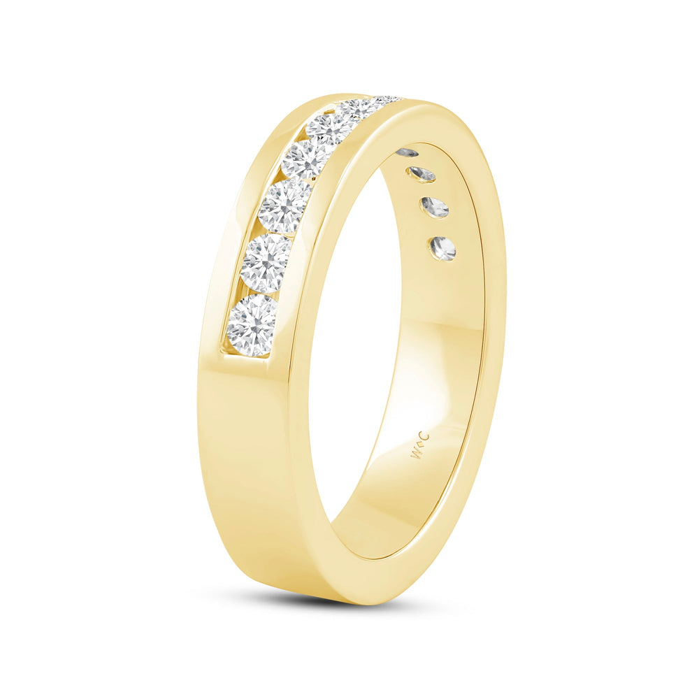 Channel Set Classic Mens Band with 14KT Yellow Gold / Lab / 1 Cut Diamond in 14KT Yellow Gold / Lab / 1 view 4
