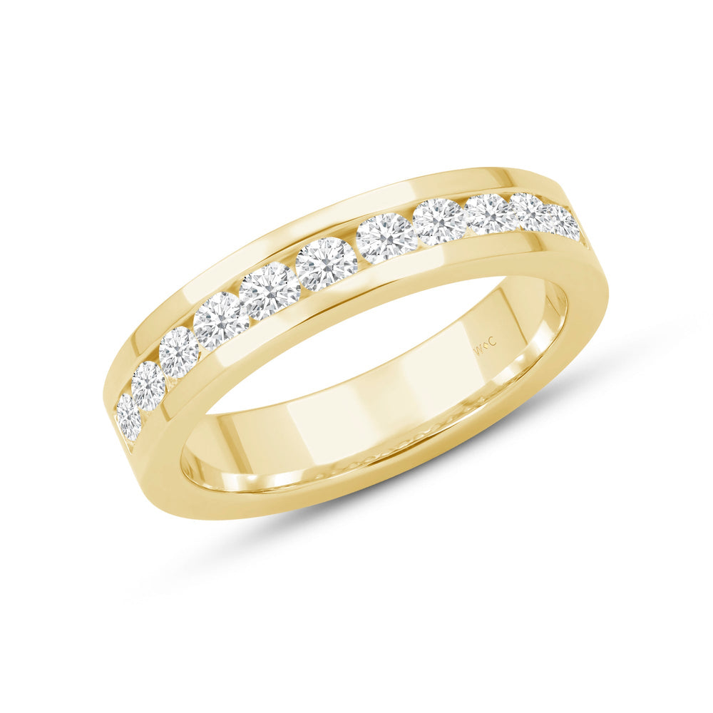 Channel Set Classic Mens Band with 14KT Yellow Gold / Lab / 1 Cut Diamond in 14KT Yellow Gold / Lab / 1 view 3

