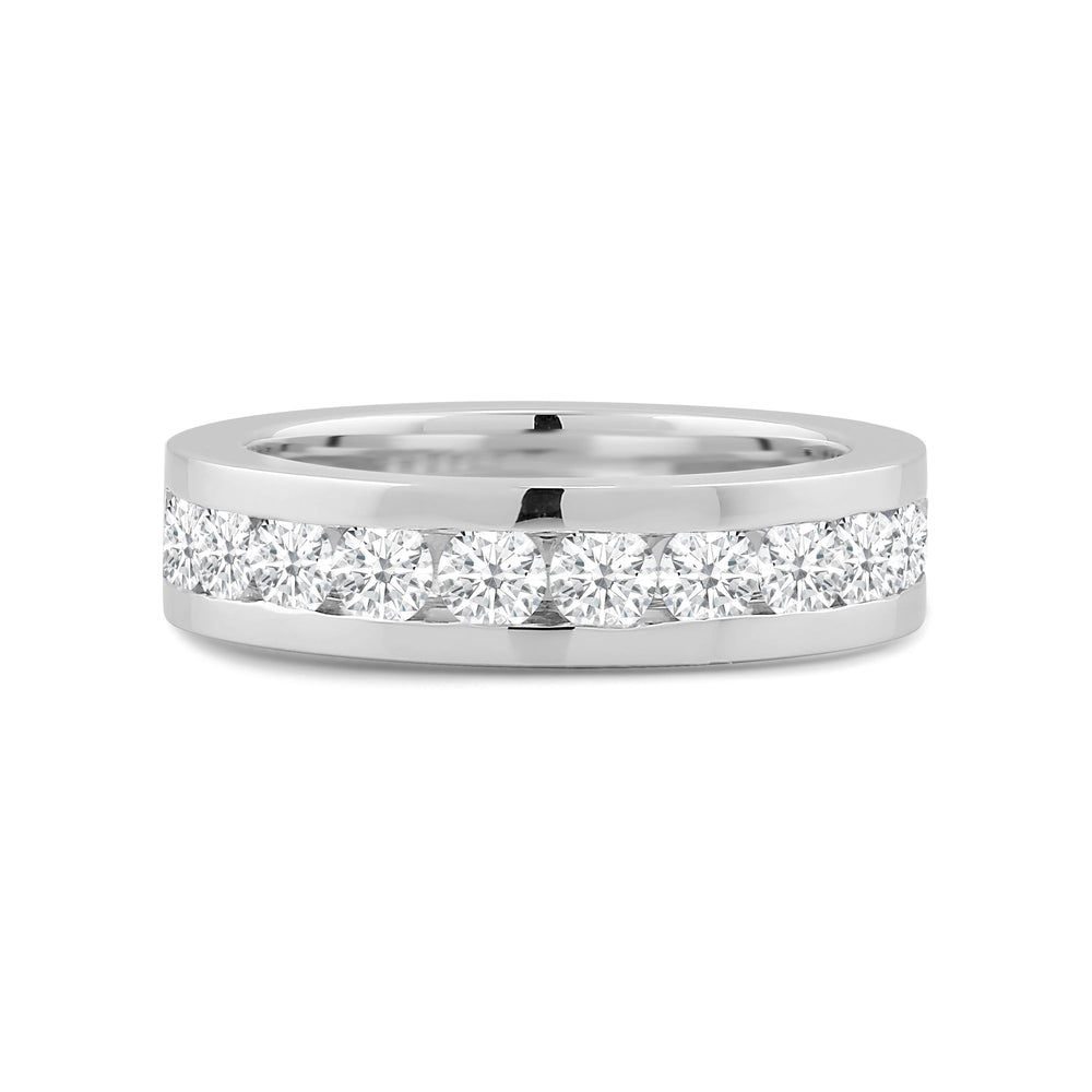 Channel Set Classic Mens Band with 14KT White Gold / Lab / 2 Cut Diamond in 14KT White Gold / Lab / 2 view 1
