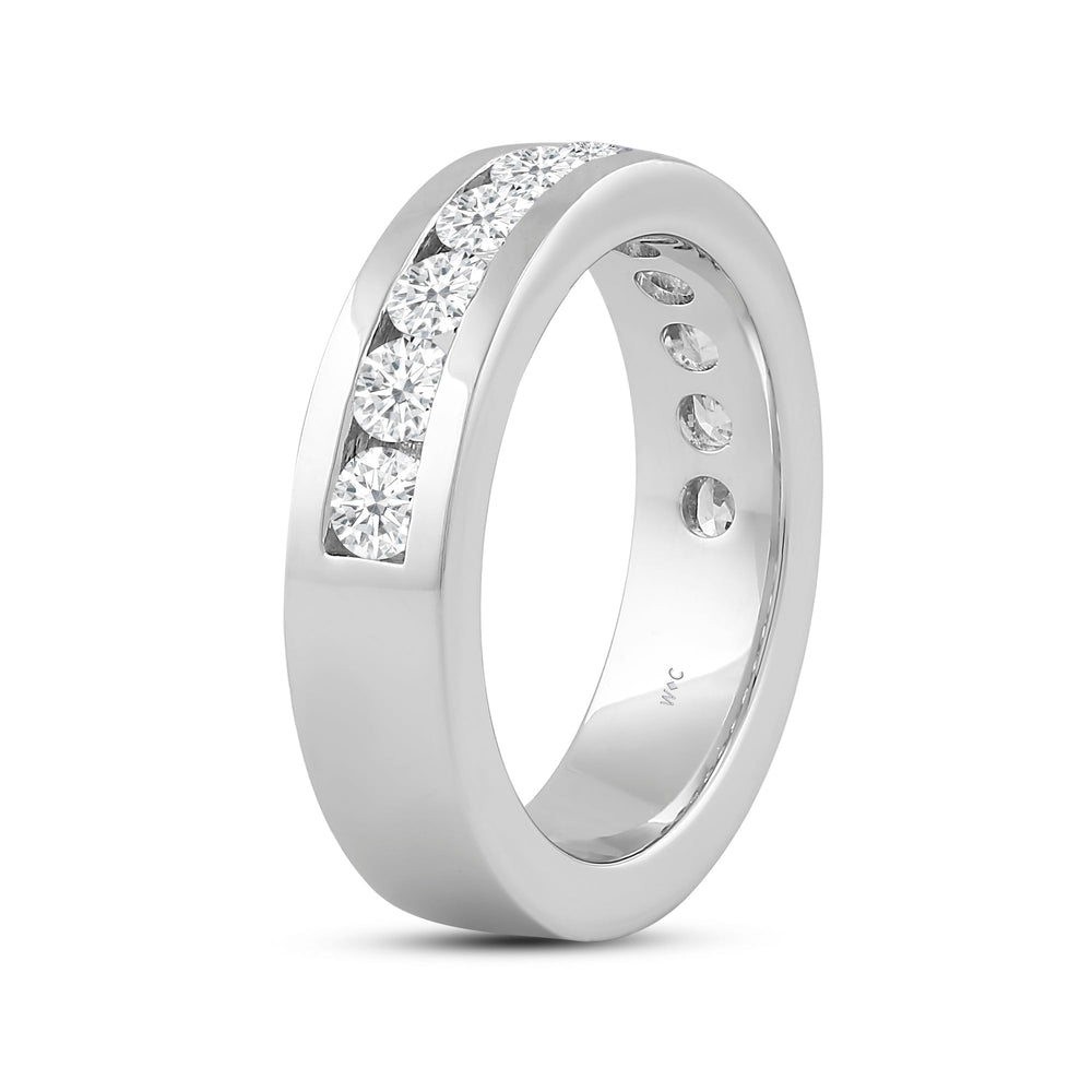Channel Set Classic Mens Band with 14KT White Gold / Lab / 2 Cut Diamond in 14KT White Gold / Lab / 2 view 4
