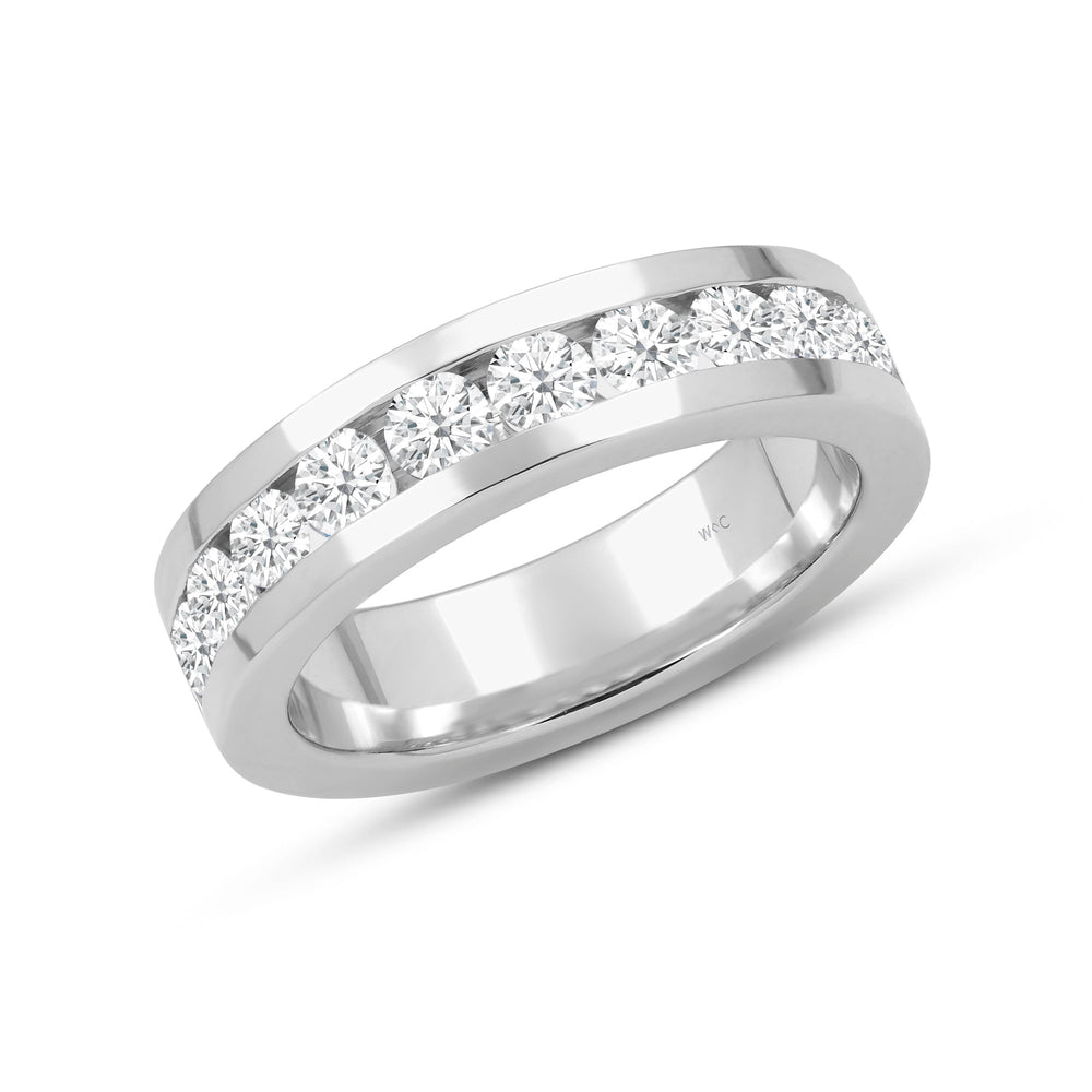 Channel Set Classic Mens Band with 14KT White Gold / Lab / 2 Cut Diamond in 14KT White Gold / Lab / 2 view 3

