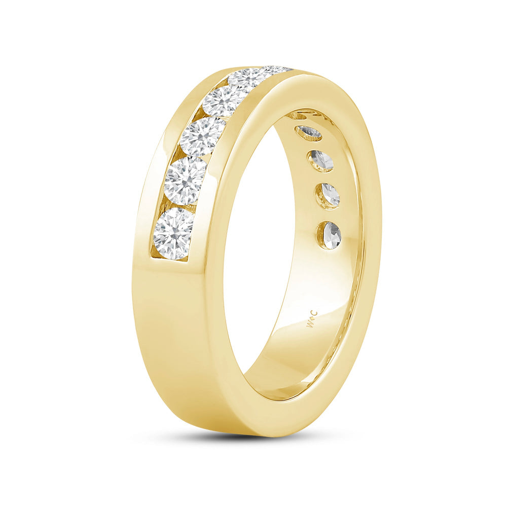Channel Set Classic Mens Band with 14KT Yellow Gold / Lab / 2 Cut Diamond in 14KT Yellow Gold / Lab / 2 view 4
