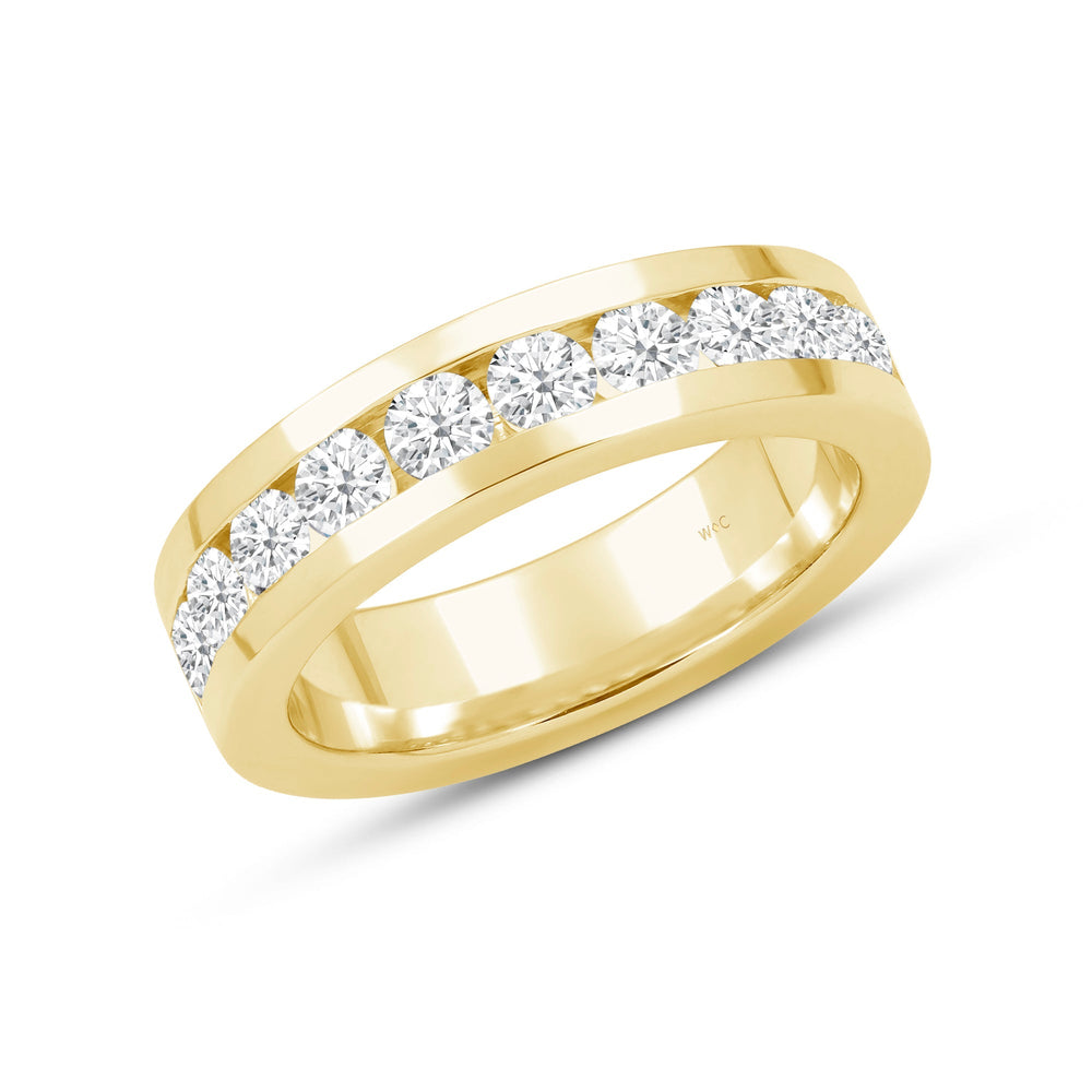 Channel Set Classic Mens Band with 14KT Yellow Gold / Lab / 2 Cut Diamond in 14KT Yellow Gold / Lab / 2 view 3
