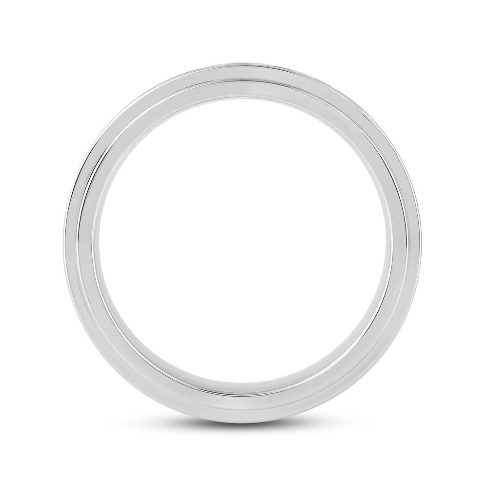 Channel Set Stepped Edge Classic Mens Band with 14KT White Gold / Lab / 1 Cut Diamond in 14KT White Gold / Lab / 1 view 2

